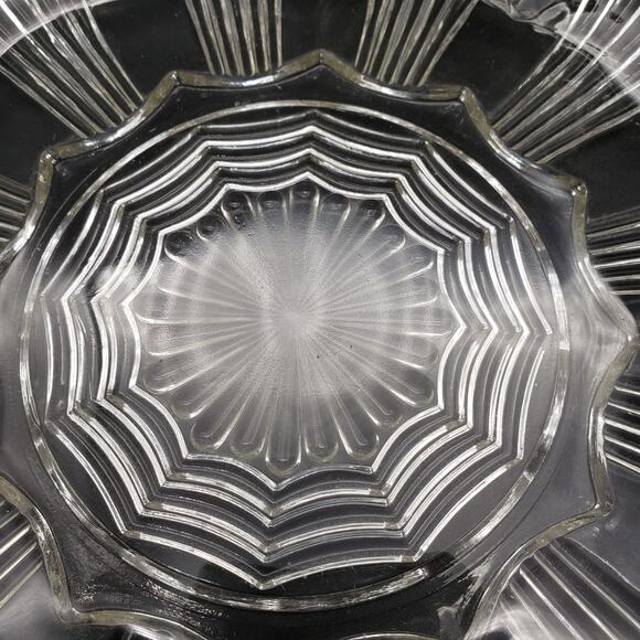 Anchor Hocking Wave Fan Clear Glass Egg Tray & Matching Relish Tray Set 9.5" - Picture 8 of 8